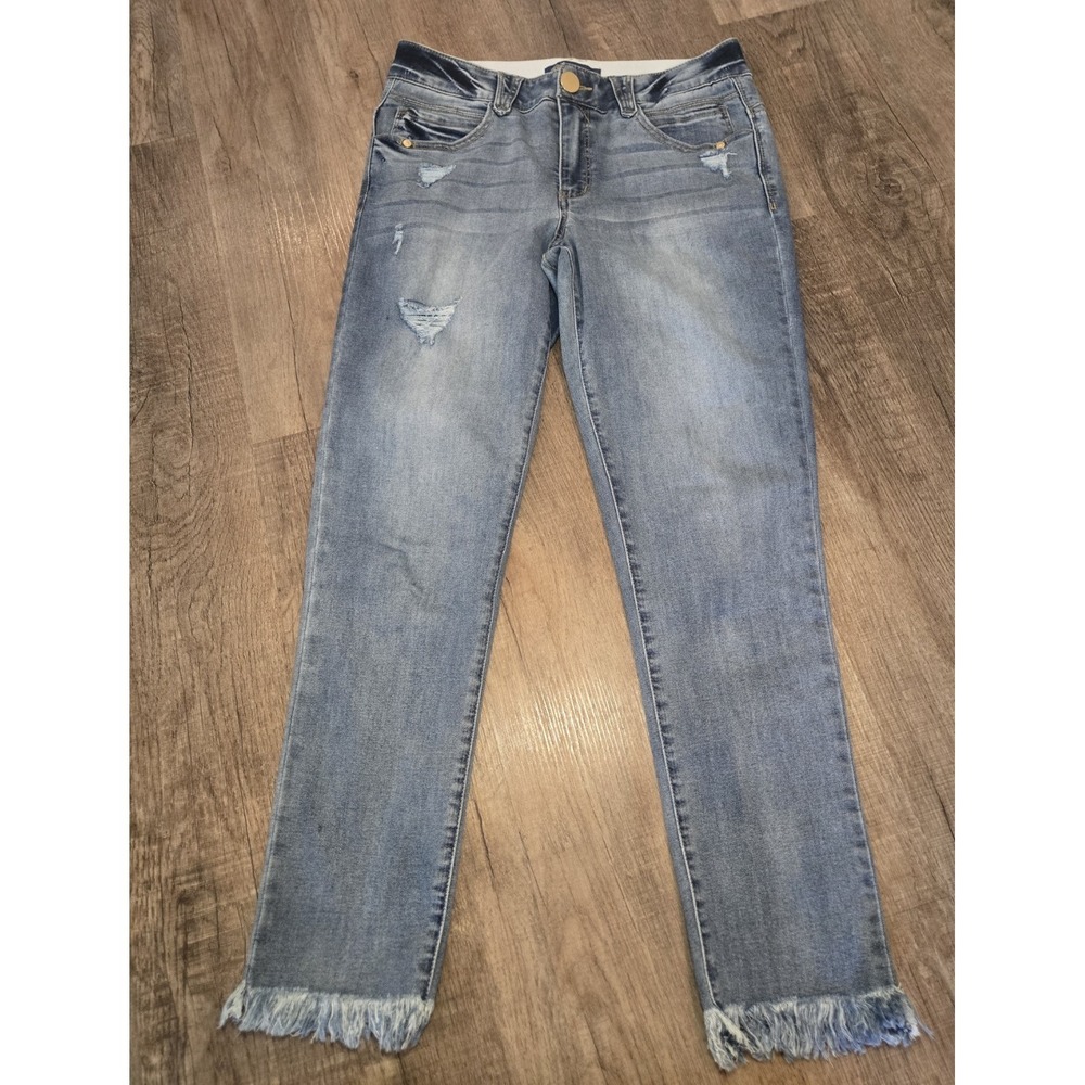 Democracy Light Blue Skinny Jeans with Frayed Hem